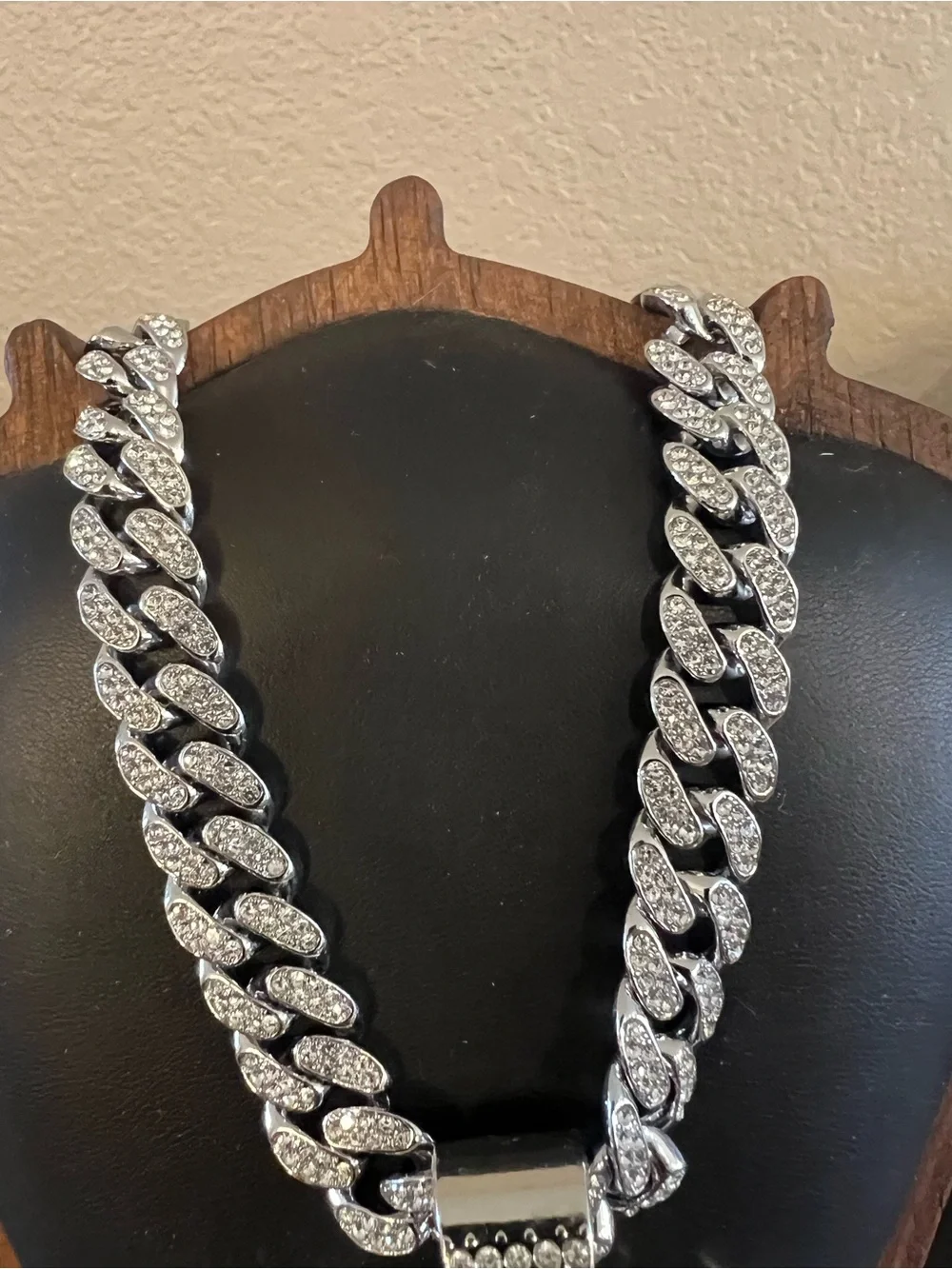 Denver Broncos Gem Chain Iced Out Pendant Silver NFL Fan Necklace
